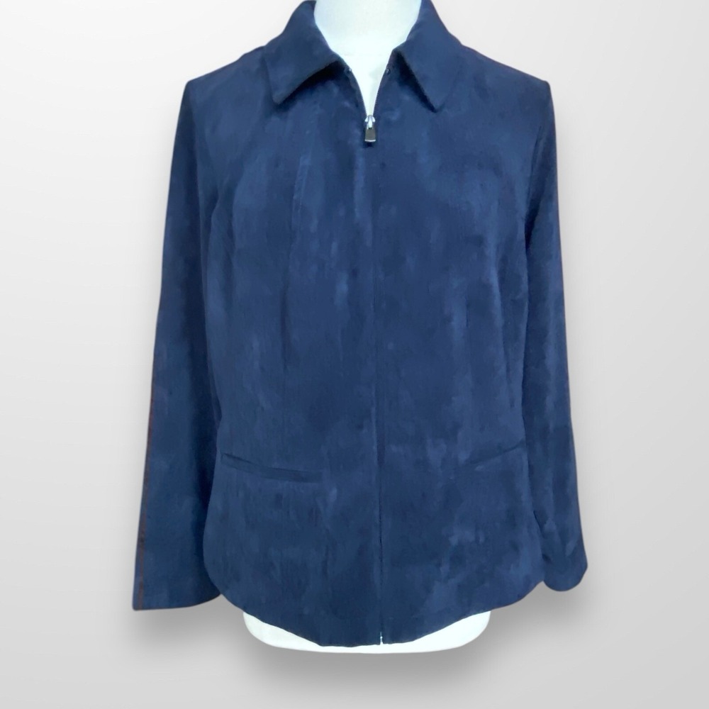 CJ Banks Womens Size X  14W Jacket Lightweight Blue‎ Microfiber Casual NEW - Picture 6 of 9
